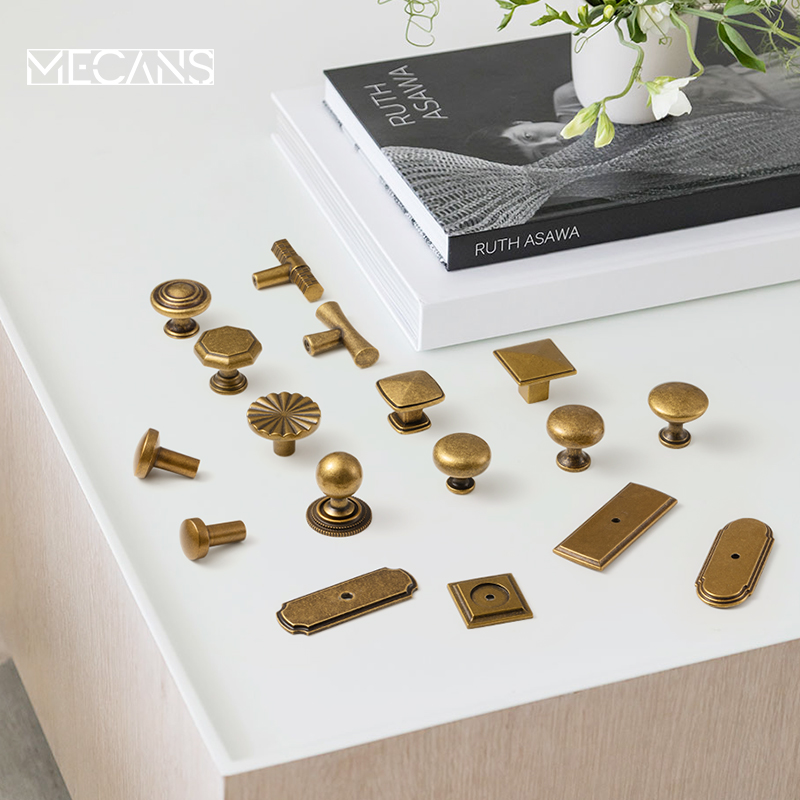 Furniture Hardware With Backplate - MECANS Antique Brass Cabinet Knobs with