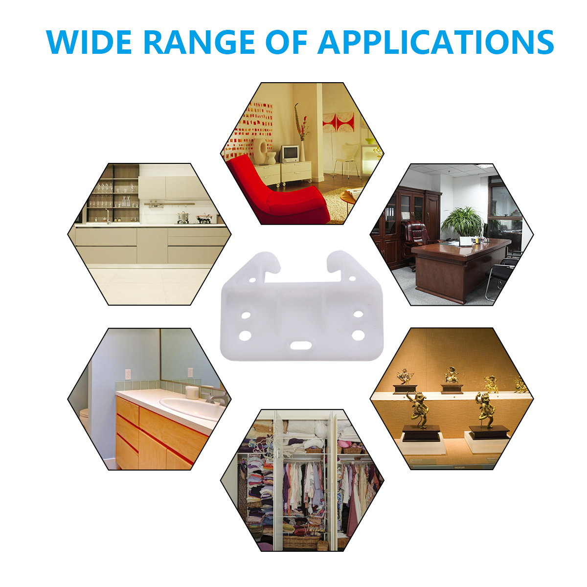 Furniture Hardware With Backplate - 100Pcs Drawer Track Guide White 7