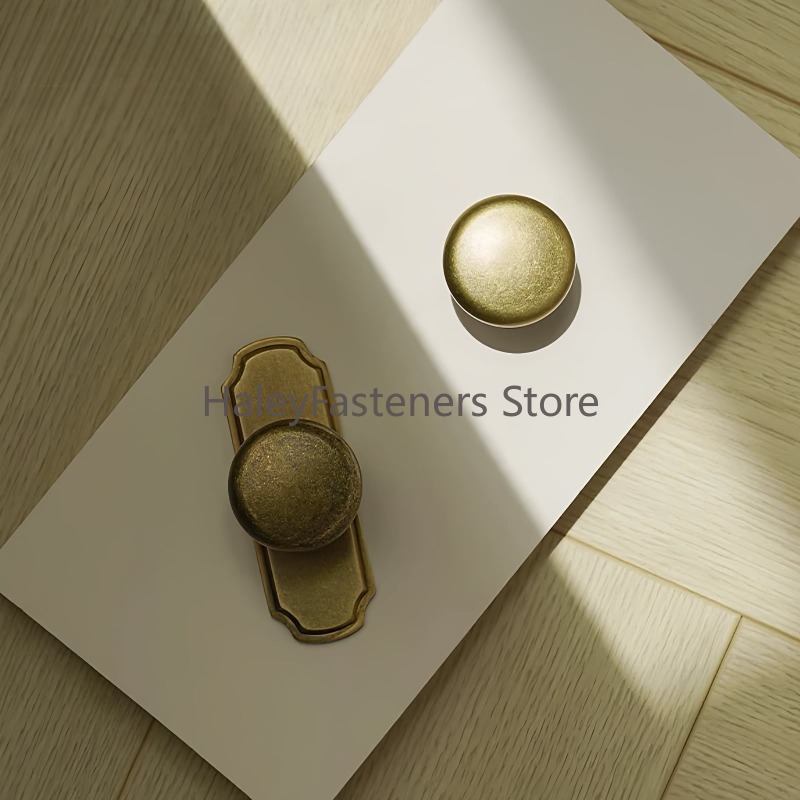 Furniture Hardware With Backplate - Mid-century Antique Brass Cabinet Knobs with