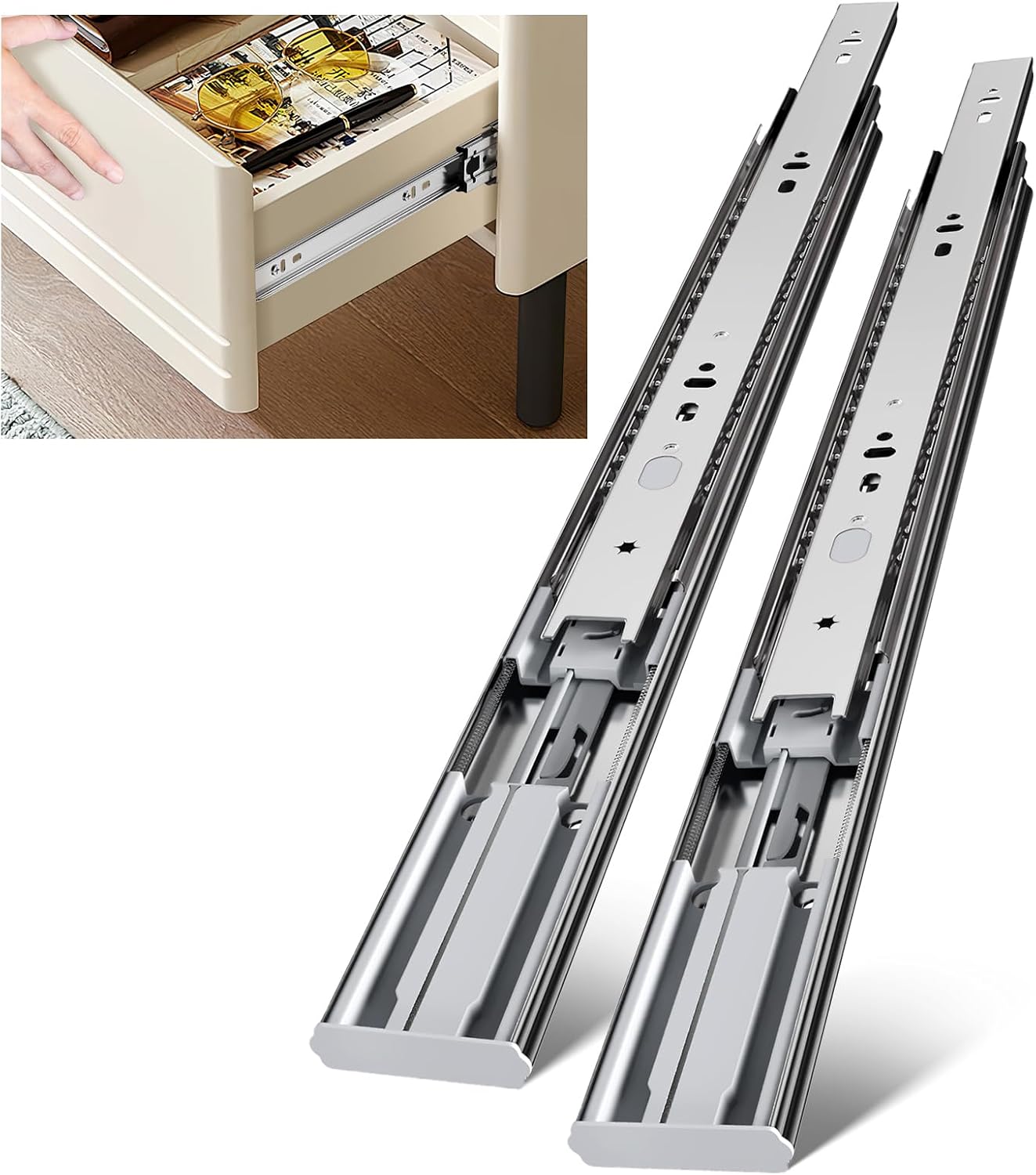 Drawer Slide Pair - 22 Inch Side Mount Soft Close
