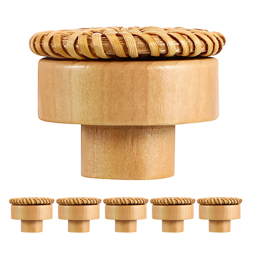 6Pcs Round Woven Wooden Cabine - đánh giá và giá Cabinet Knob Round