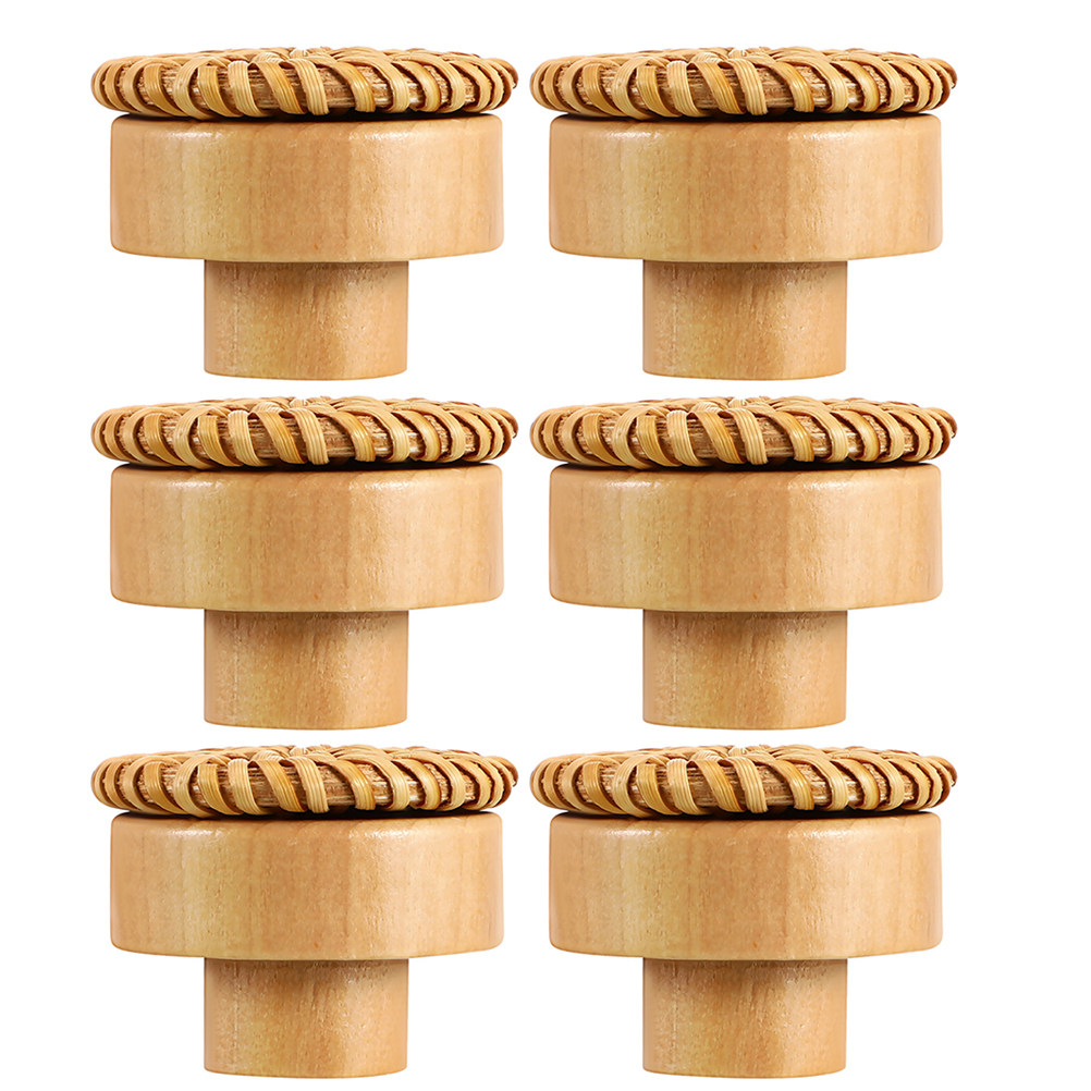 6Pcs Round Woven Wooden Knobs  - đánh giá và giá Cabinet Knob Round