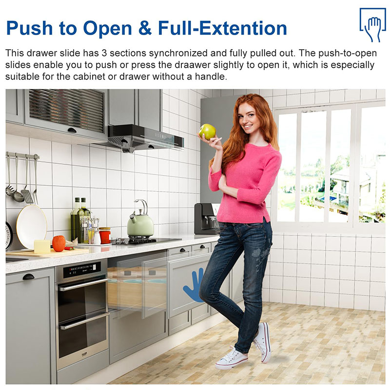 Push To Open 1 Pair Undermount - đánh giá và giá Drawer Slide Pair