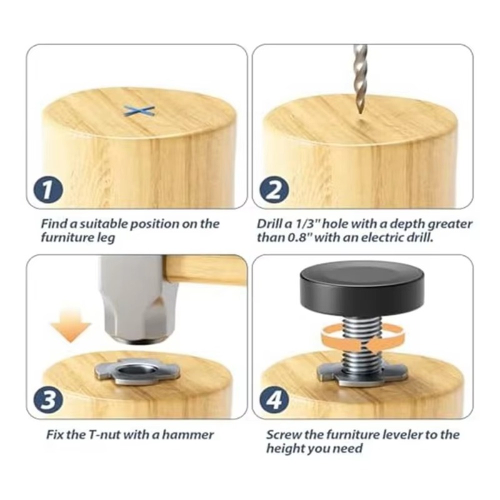 8PCS New Adjustable Furniture  - đánh giá và giá Furniture Leveling Hardware