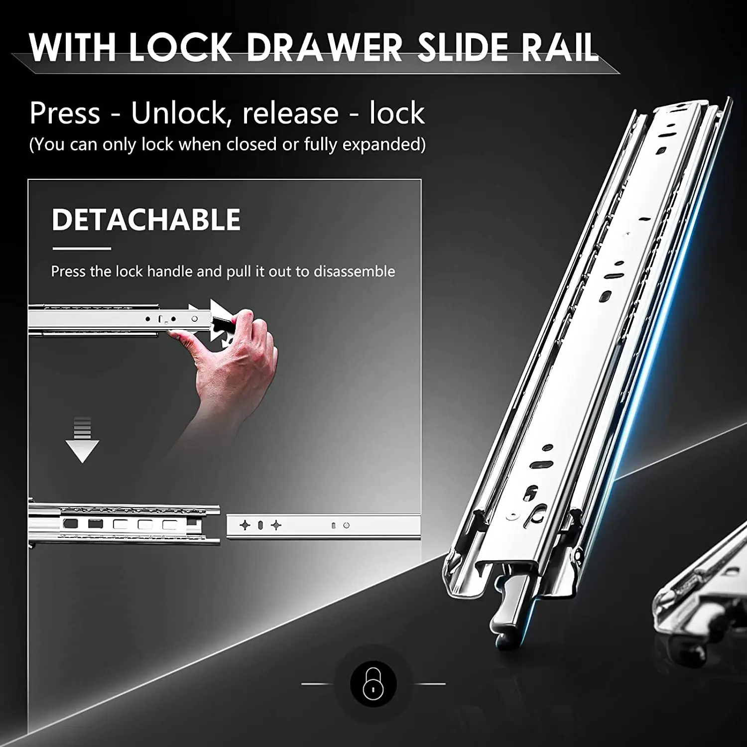 170 Lbs 1 Pair With Lock Heavy - đánh giá và giá Drawer Slide Pair